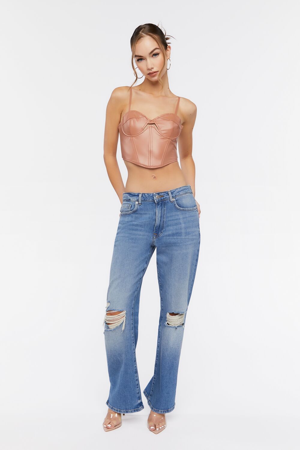 Faux Leather Cutout Bustier Top - Image 4