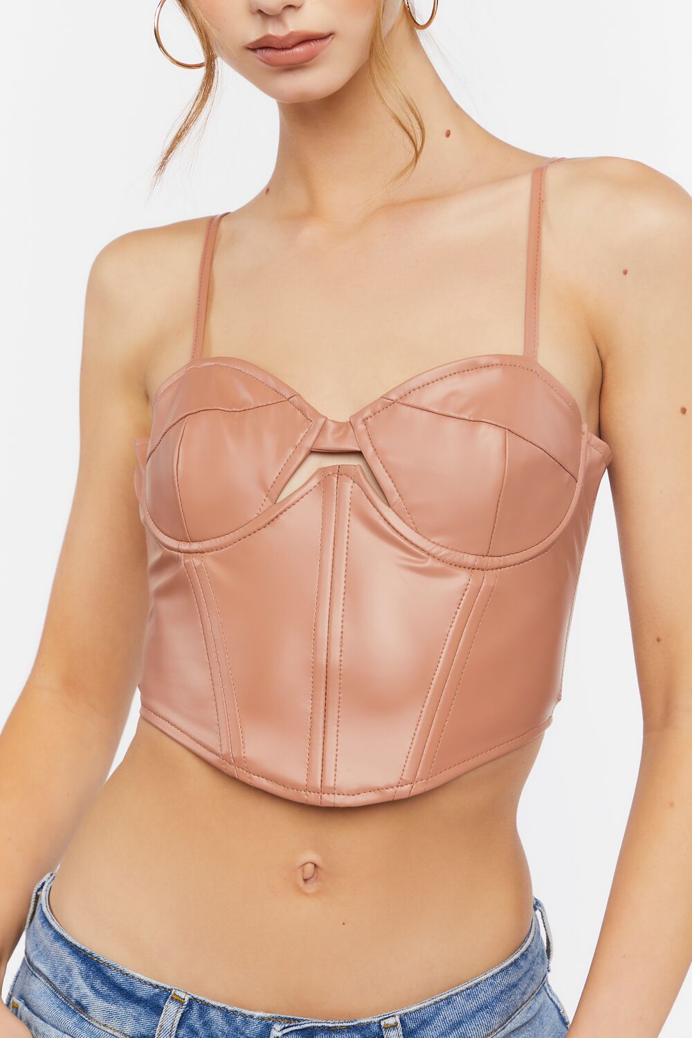 Faux Leather Cutout Bustier Top - Image 5