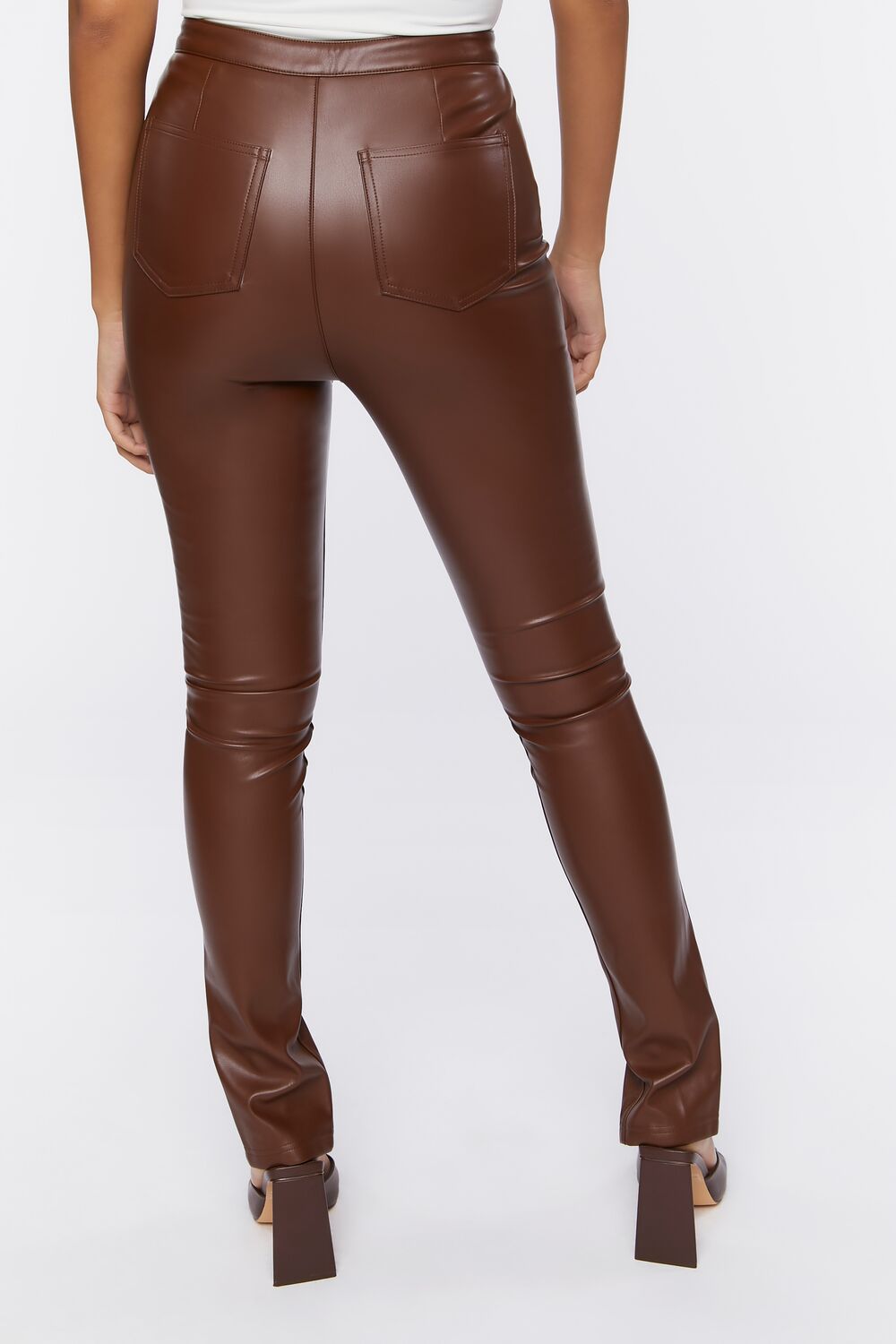 Faux Leather Split-Hem Pants - Image 4