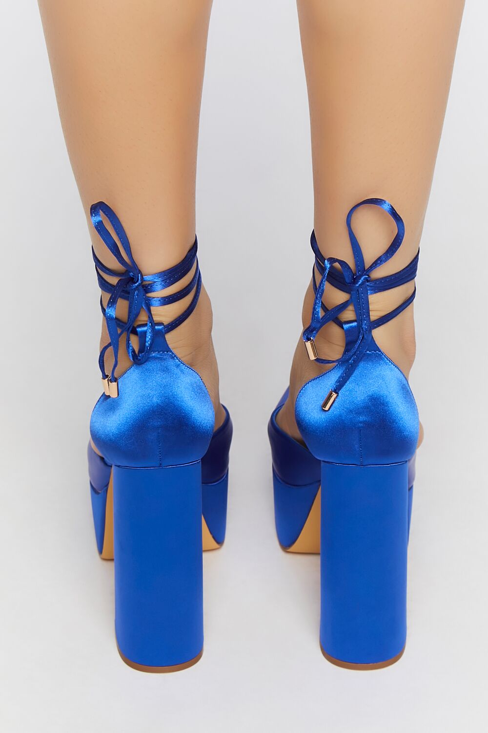 Satin Lace-Up Platform Heels - Image 3