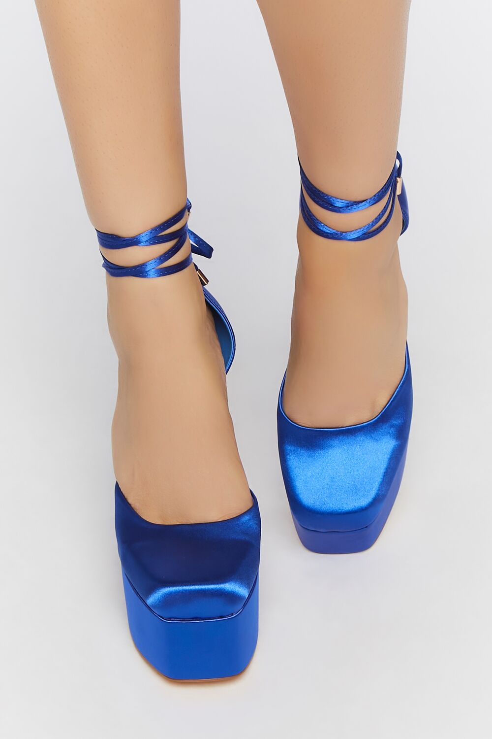 Satin Lace-Up Platform Heels - Image 4