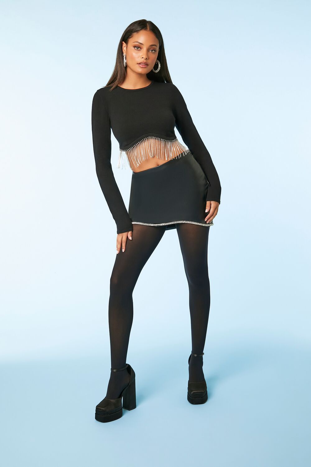 Rhinestone-Fringe Crop Top - Image 4