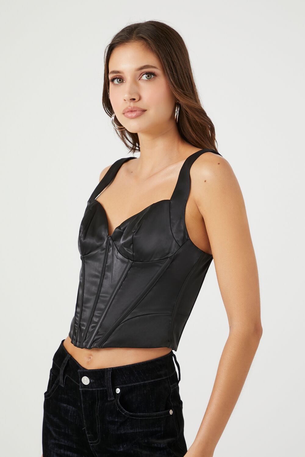 Satin Bustier Crop Top - Image 2