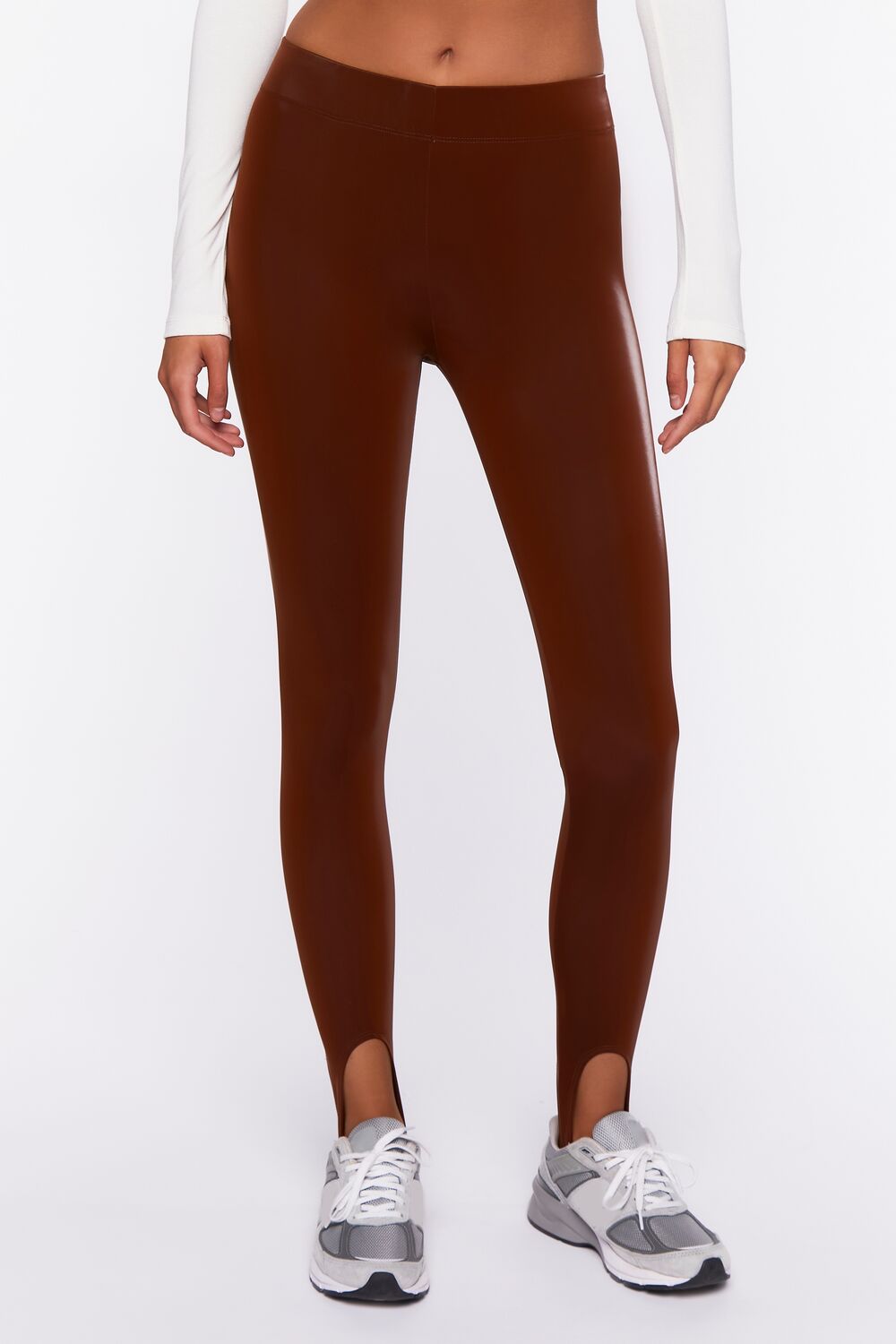 Faux Leather Stirrup Leggings - Image 2