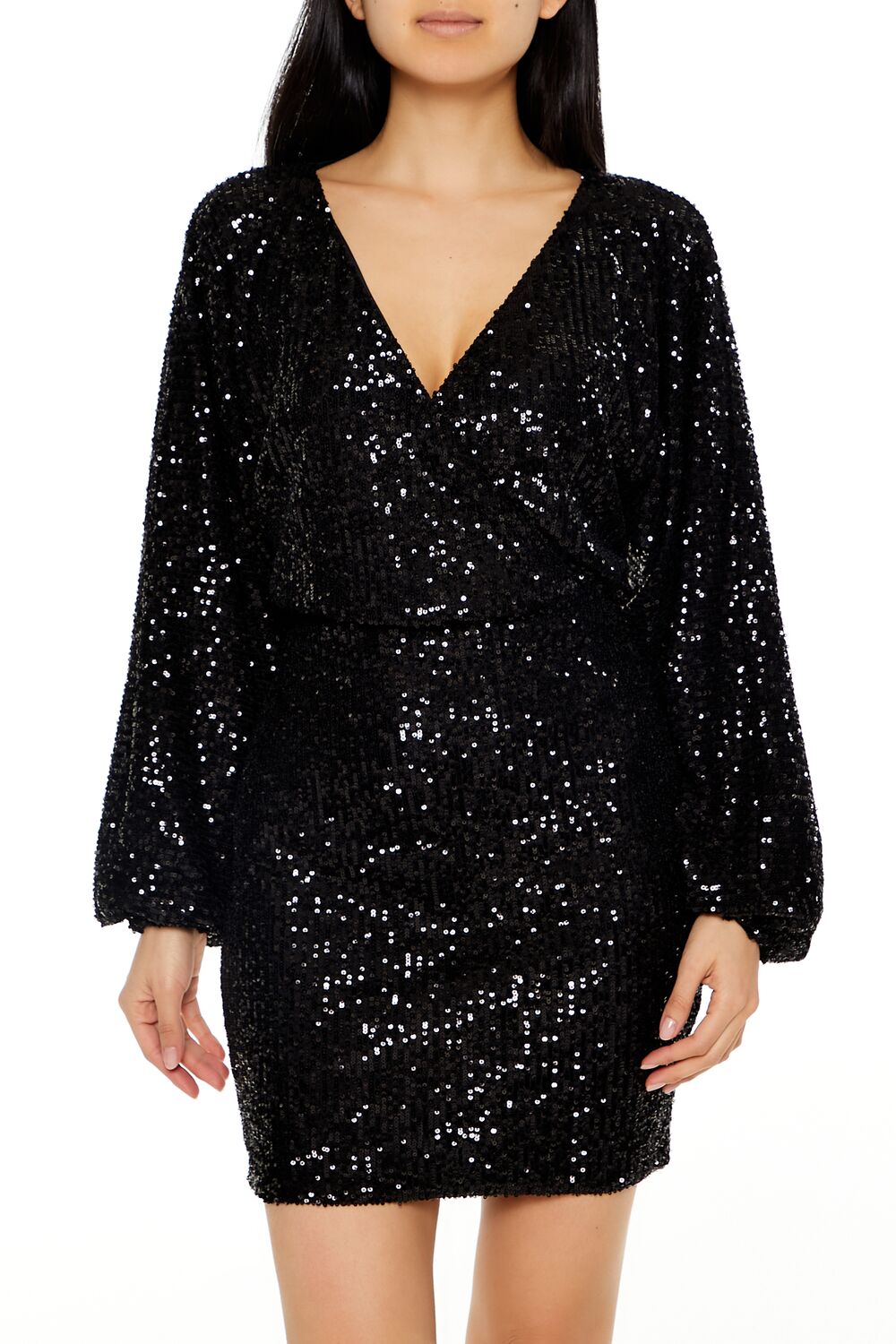 Sequin Surplice Mini Dress - Image 7