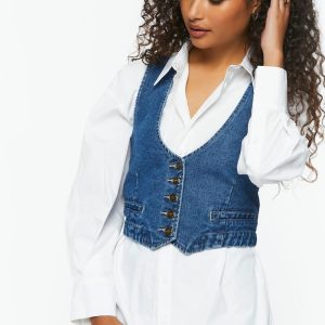 Denim Cropped Vest
