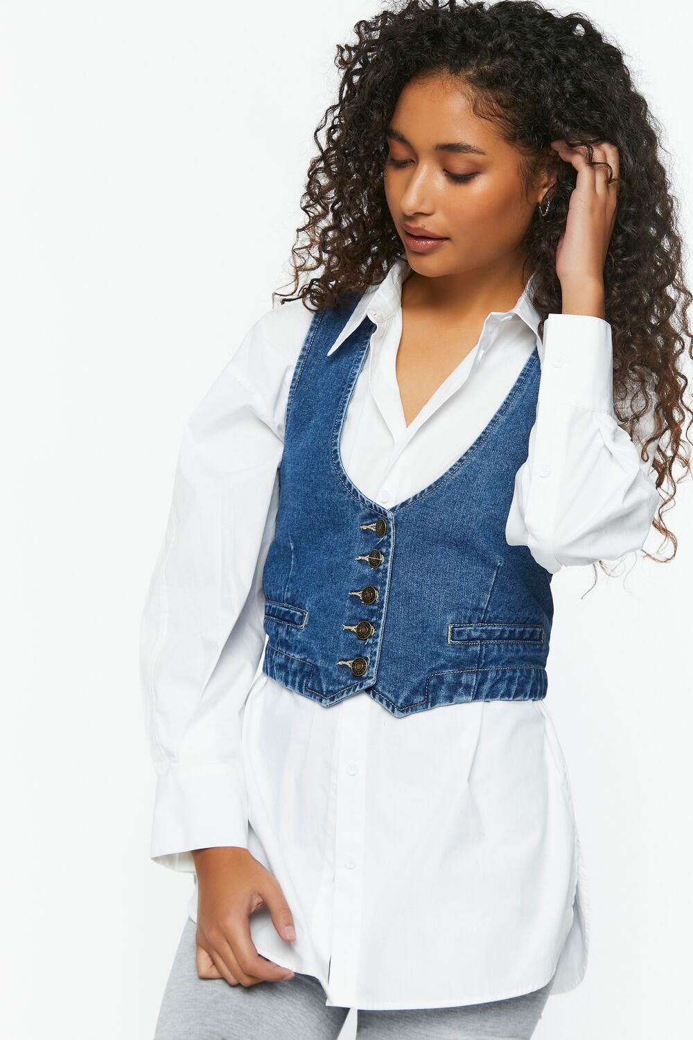 Denim Cropped Vest