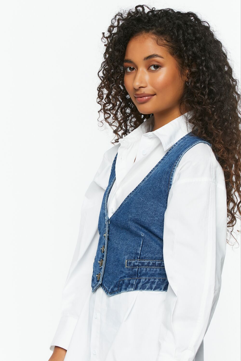 Denim Cropped Vest - Image 2