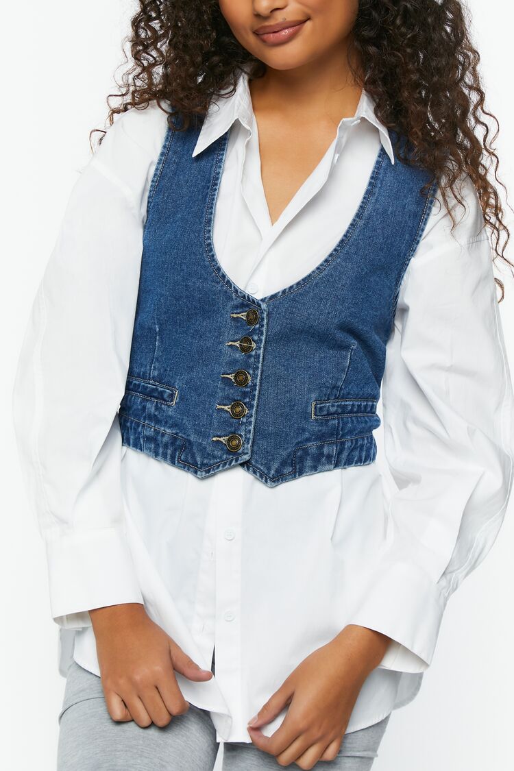 Denim Cropped Vest - Image 5