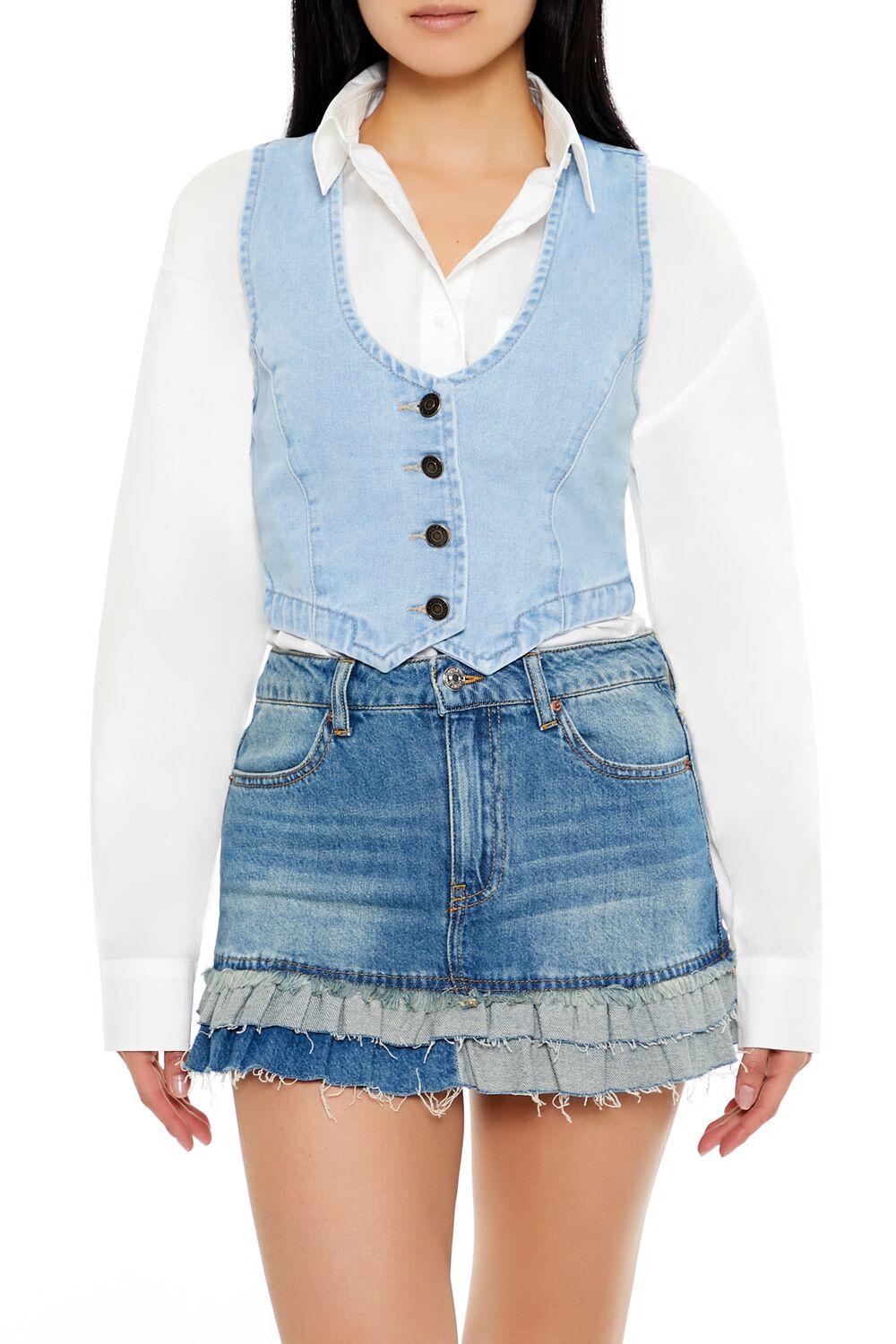 Denim Cropped Vest - Image 6