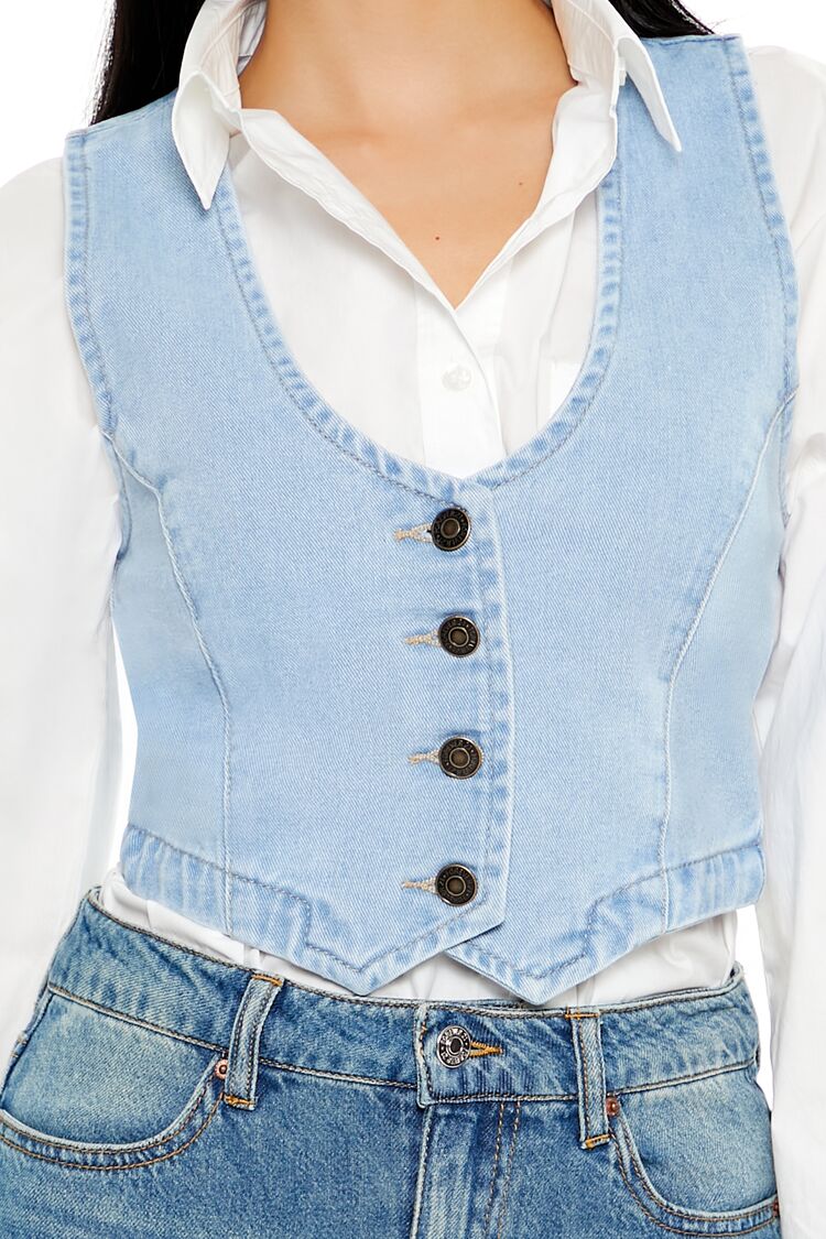Denim Cropped Vest - Image 8