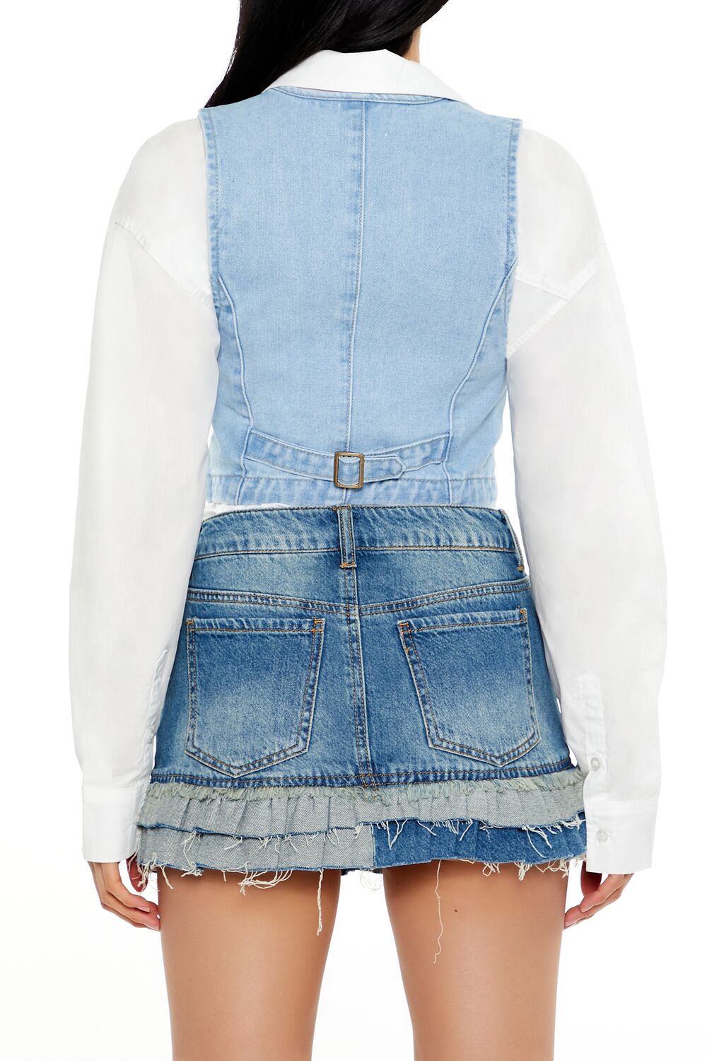 Denim Cropped Vest - Image 10