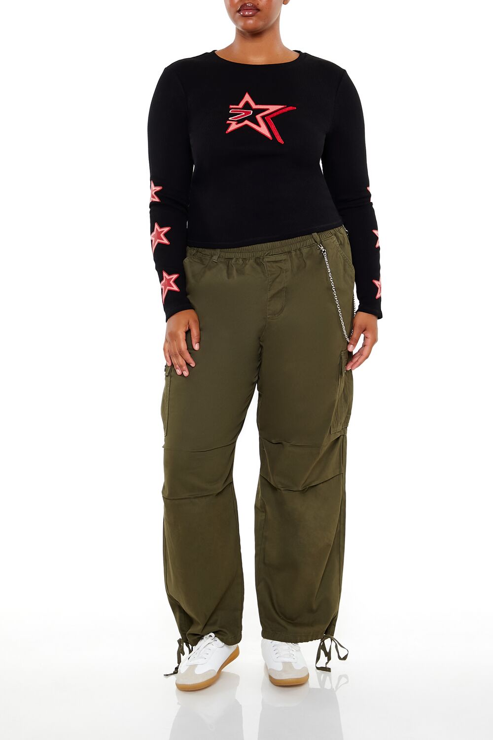 Plus Size Twill Cargo Wallet Chain Pants - Image 6