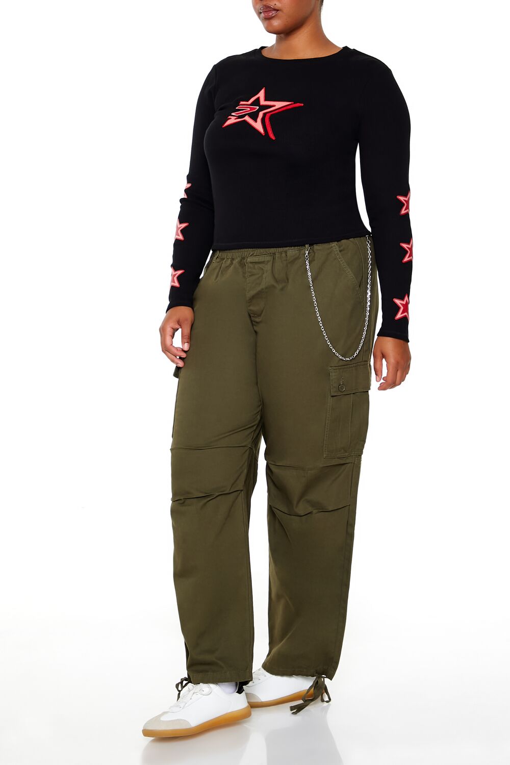 Plus Size Twill Cargo Wallet Chain Pants - Image 8