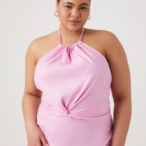 Plus Size Knotted Halter Top