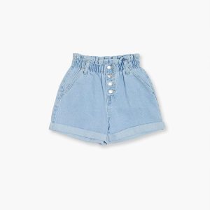 Girls Paperbag Denim Shorts (Kids)