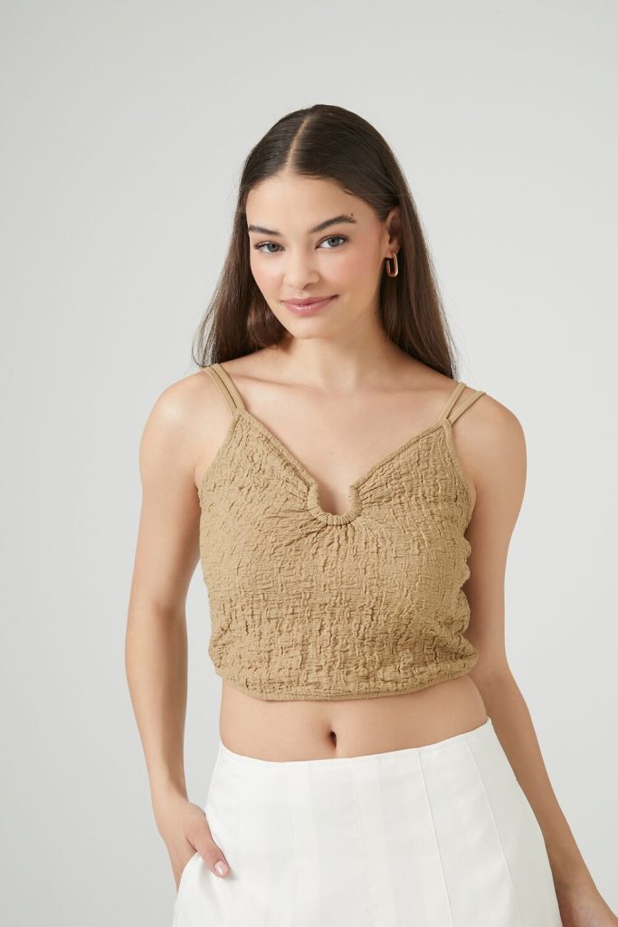 Crinkled O-Ring Cropped Cami