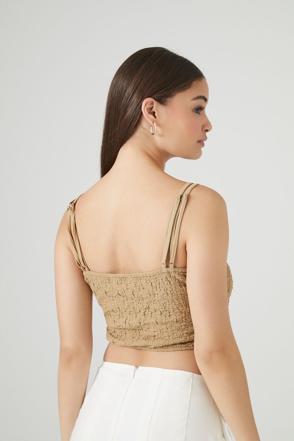 Crinkled O-Ring Cropped Cami - Image 3