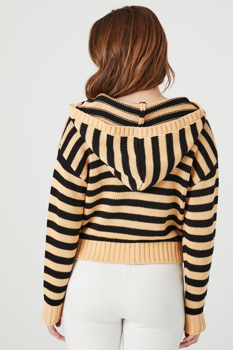 Striped Hooded Half-Zip Sweater - Image 3