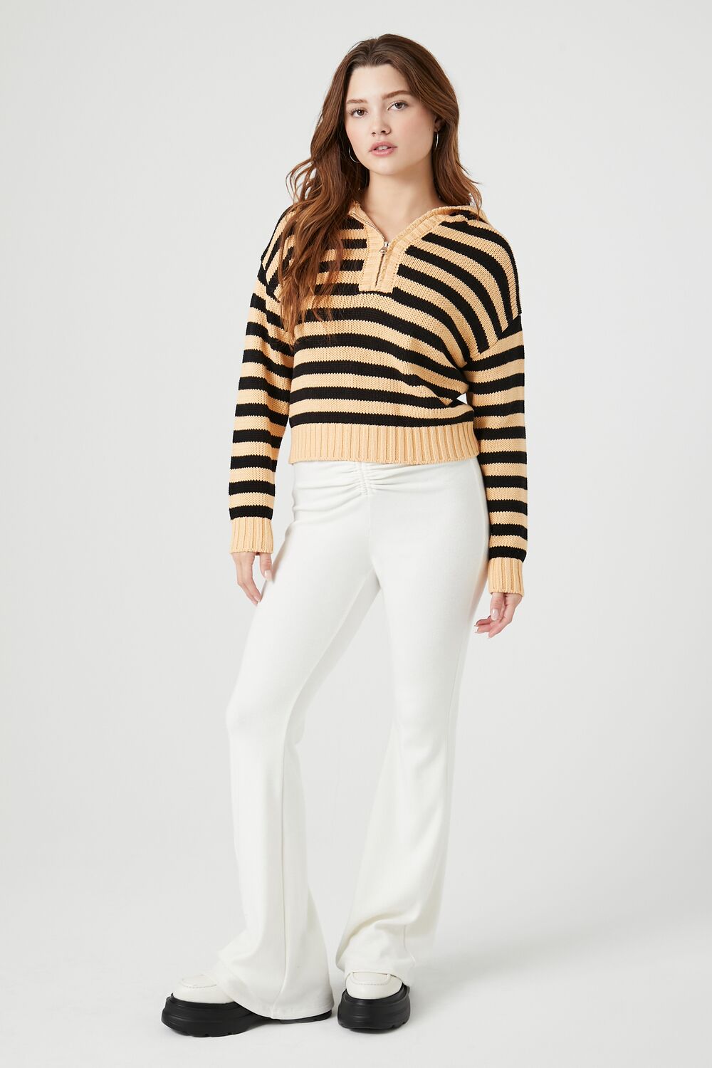 Striped Hooded Half-Zip Sweater - Image 4