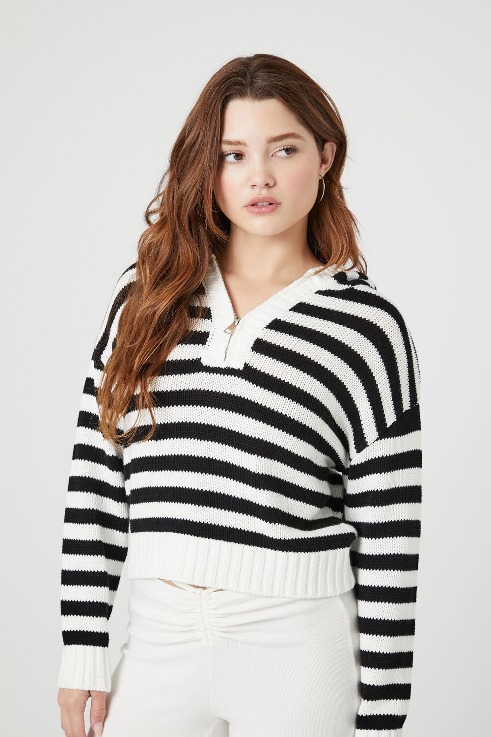 Striped Hooded Half-Zip Sweater - Image 6