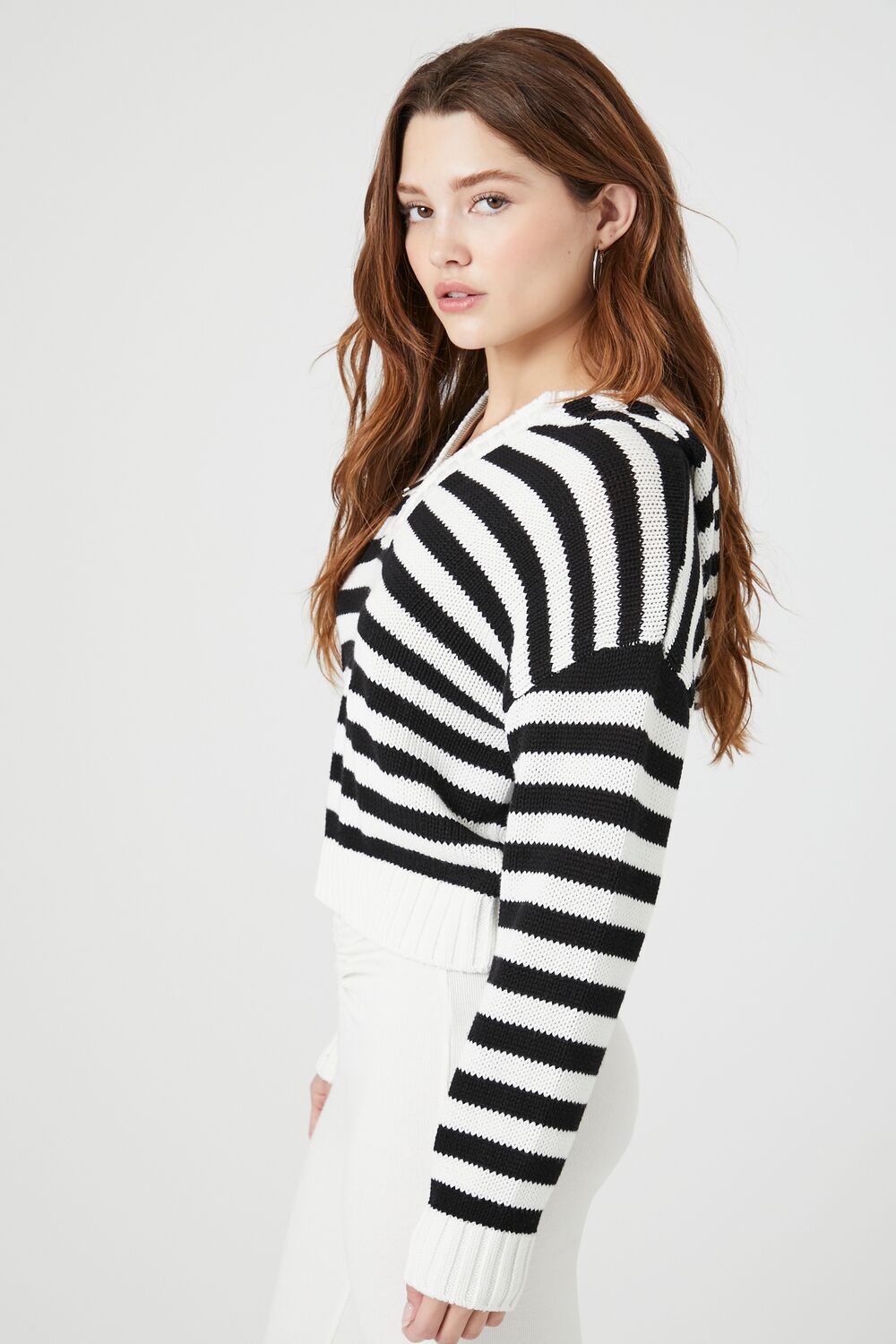 Striped Hooded Half-Zip Sweater - Image 7