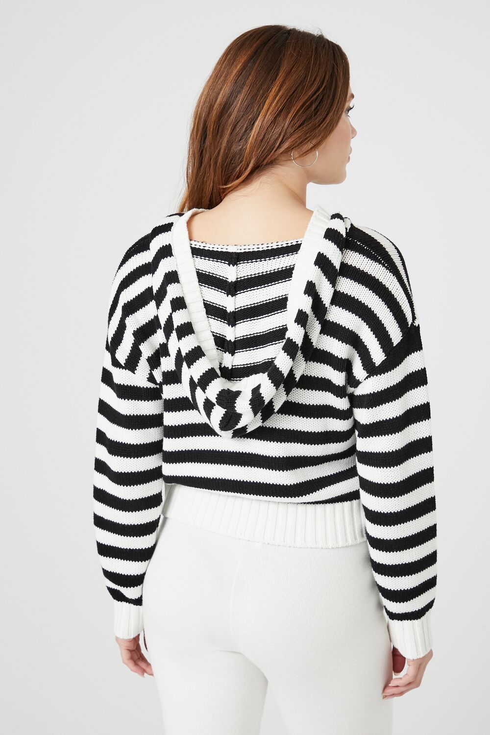 Striped Hooded Half-Zip Sweater - Image 8