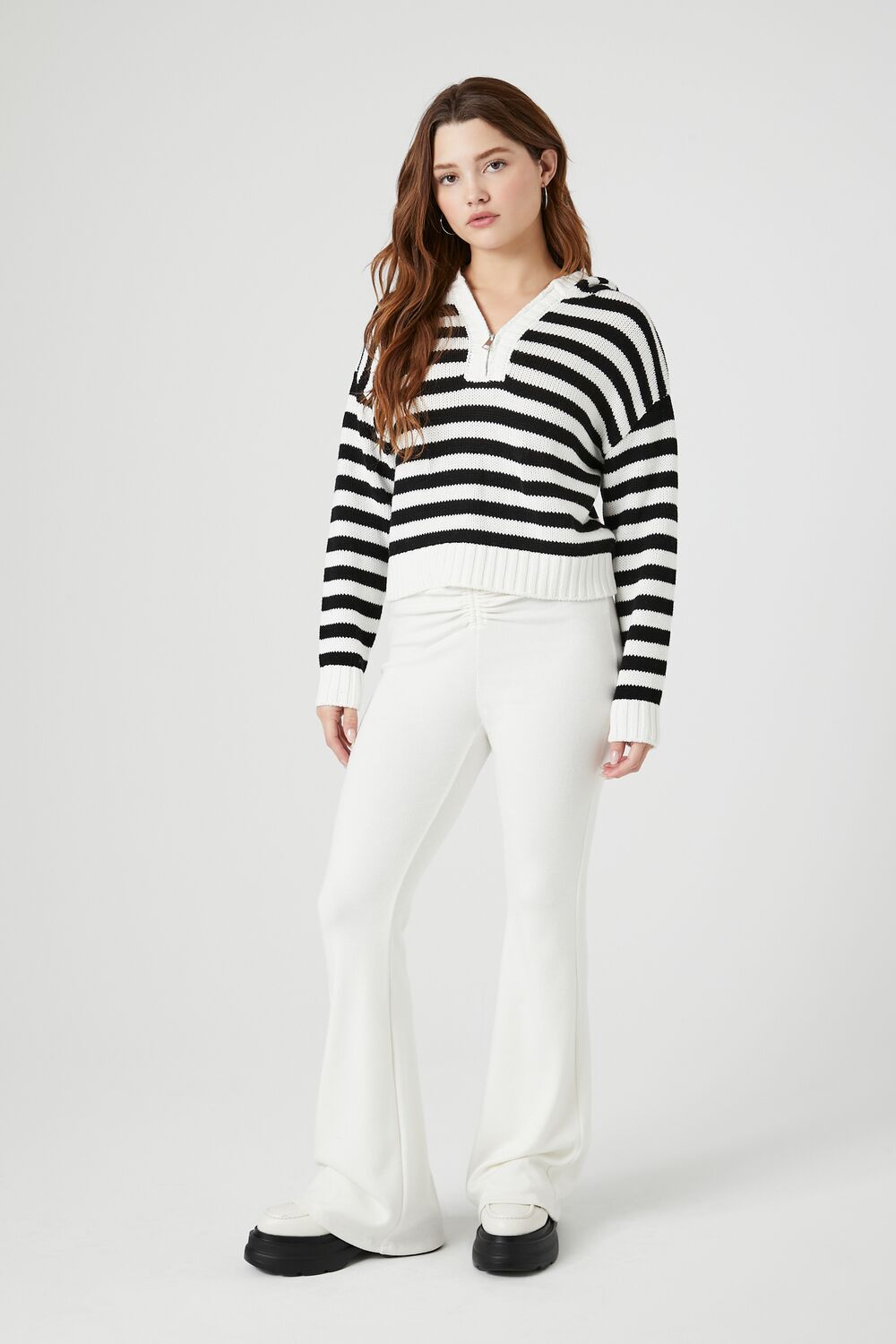 Striped Hooded Half-Zip Sweater - Image 9