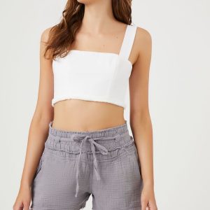 Linen-Blend Drawstring Shorts