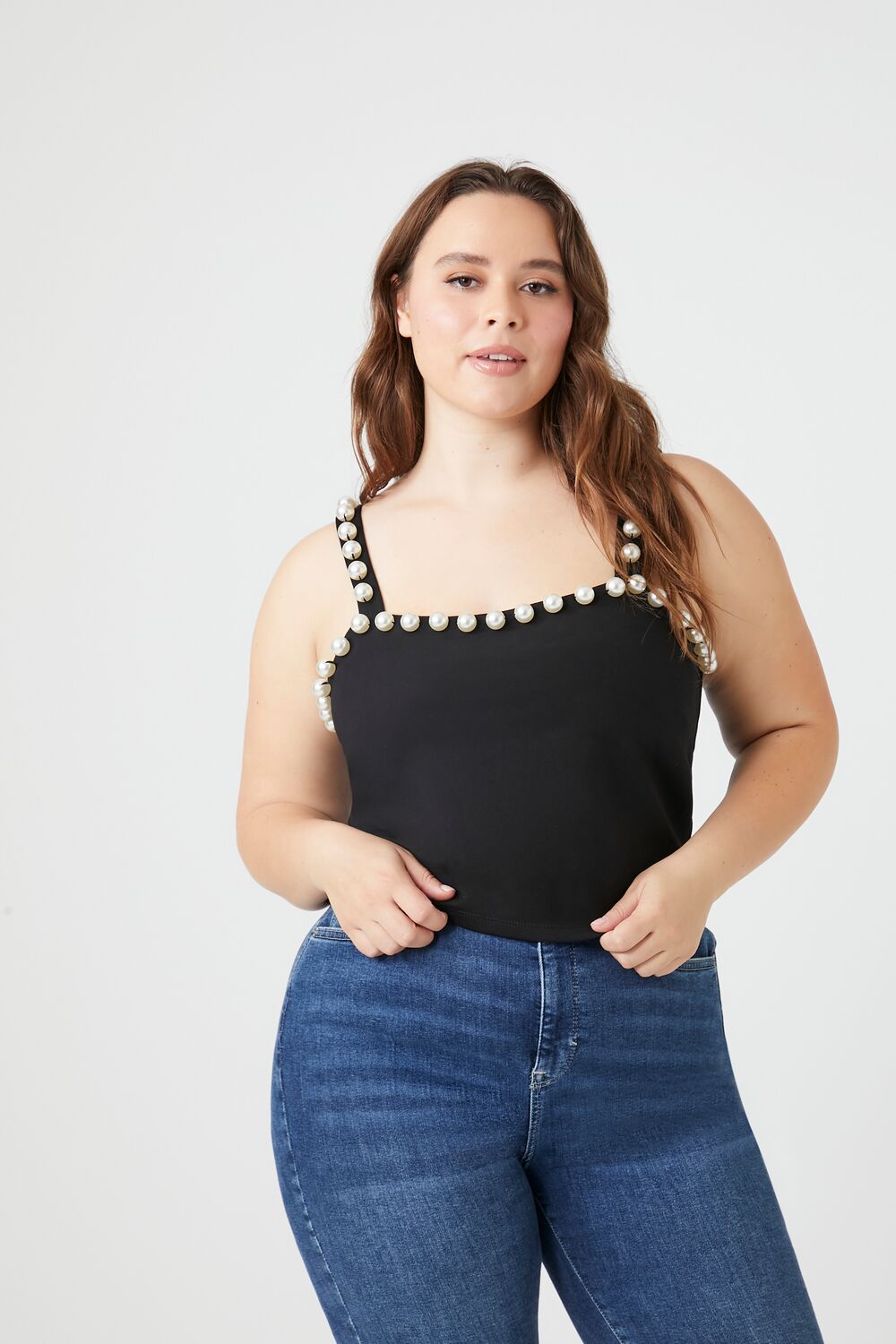 Plus Size Faux Pearl Tank Top