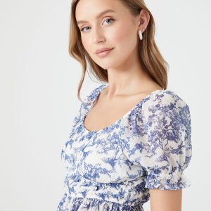 Floral Print Puff-Sleeve Top