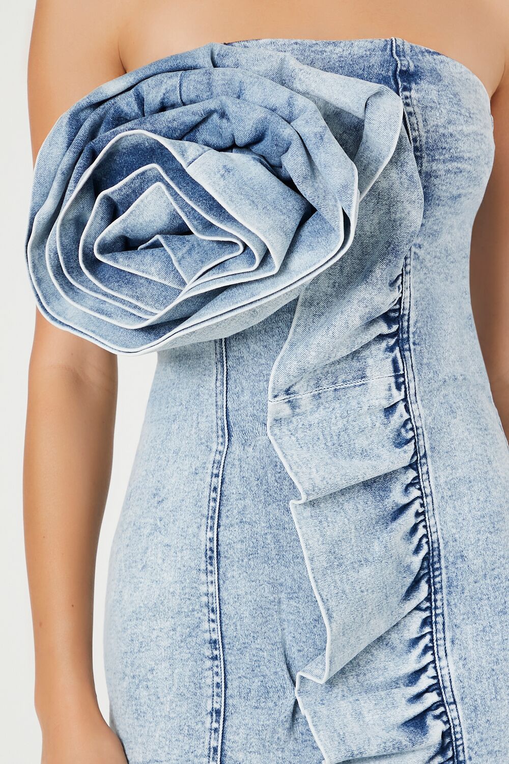 Rosette Denim Mini Tube Dress - Image 5