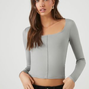 Fitted Long-Sleeve Crop Top