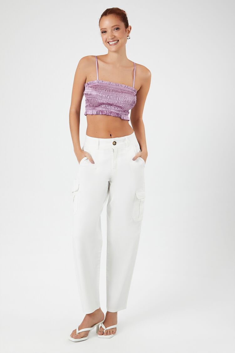 Smocked Satin Cropped Cami - Image 4