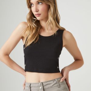 Eyelet Cropped Tank Top