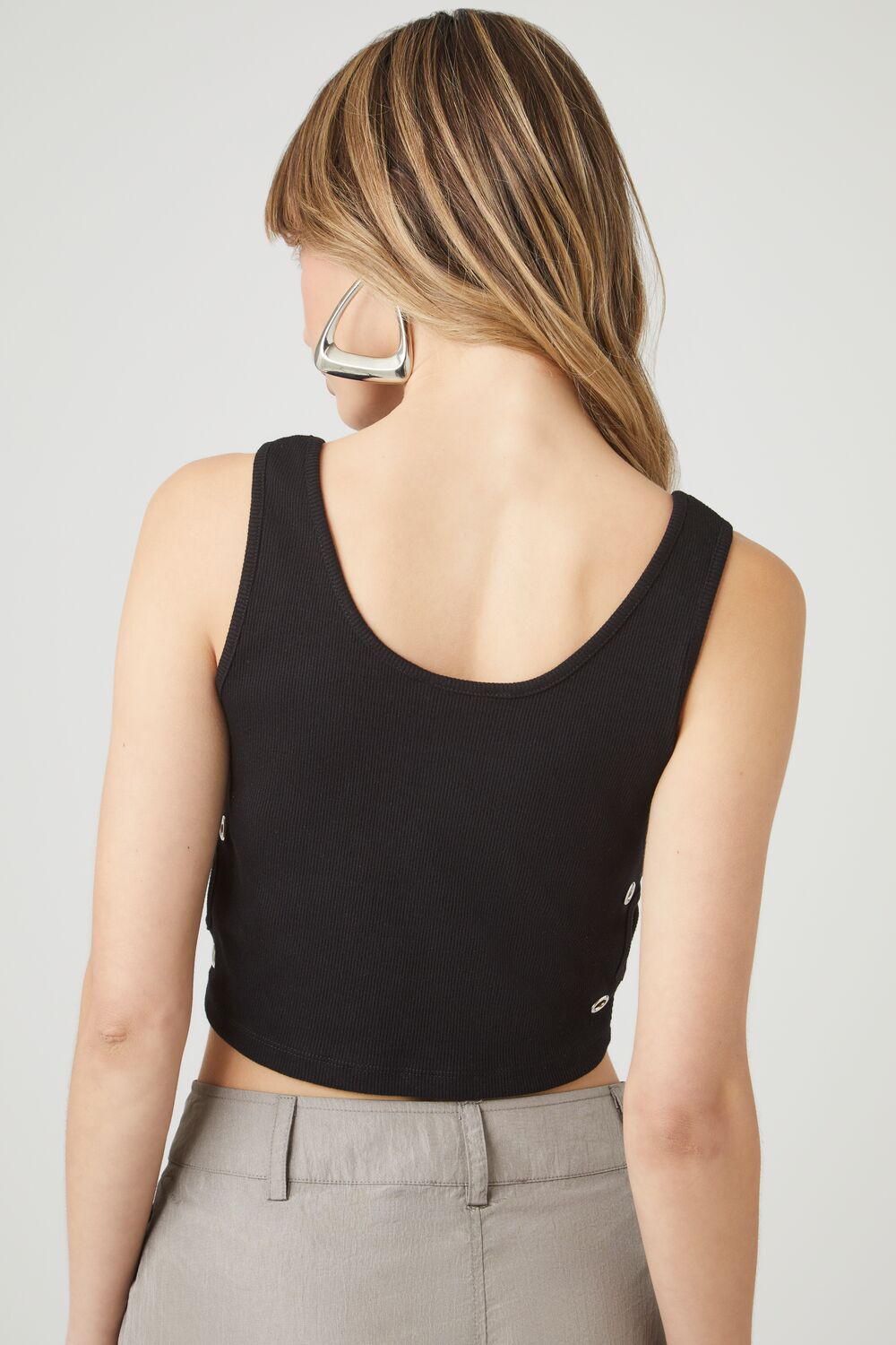 Eyelet Cropped Tank Top - Image 3