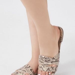 Strappy Faux Snakeskin Sandals
