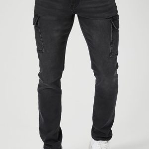Knit Slim-Fit Cargo Jeans