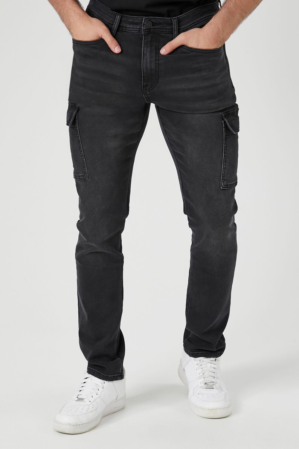 Knit Slim-Fit Cargo Jeans