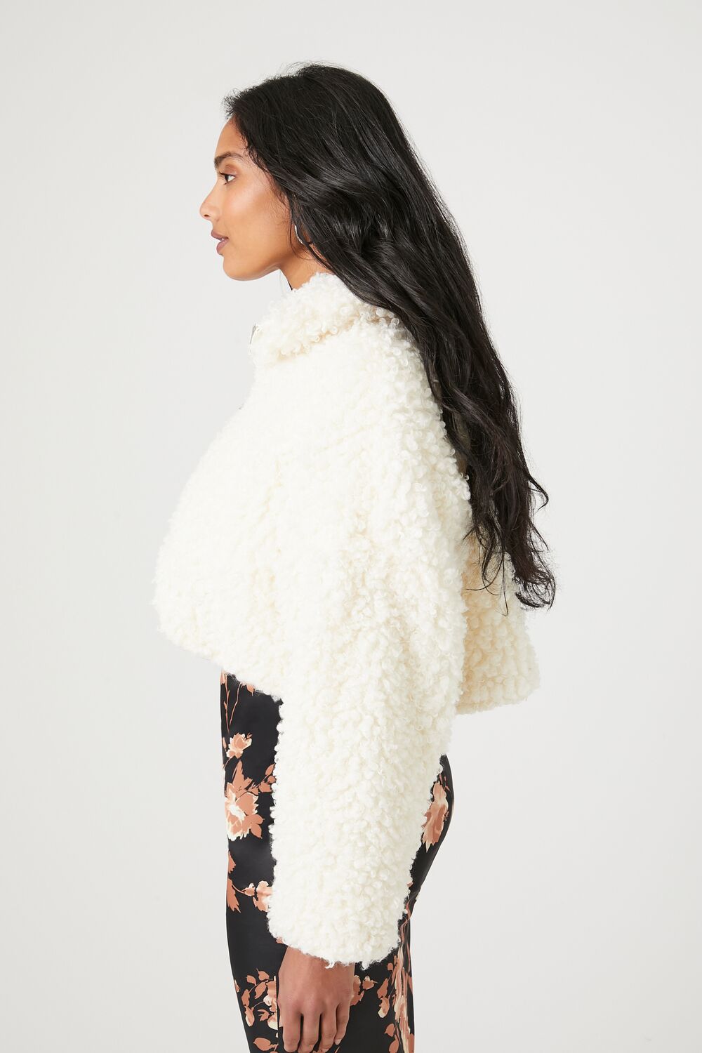 Faux Shearling Cropped Moto Jacket - Image 2