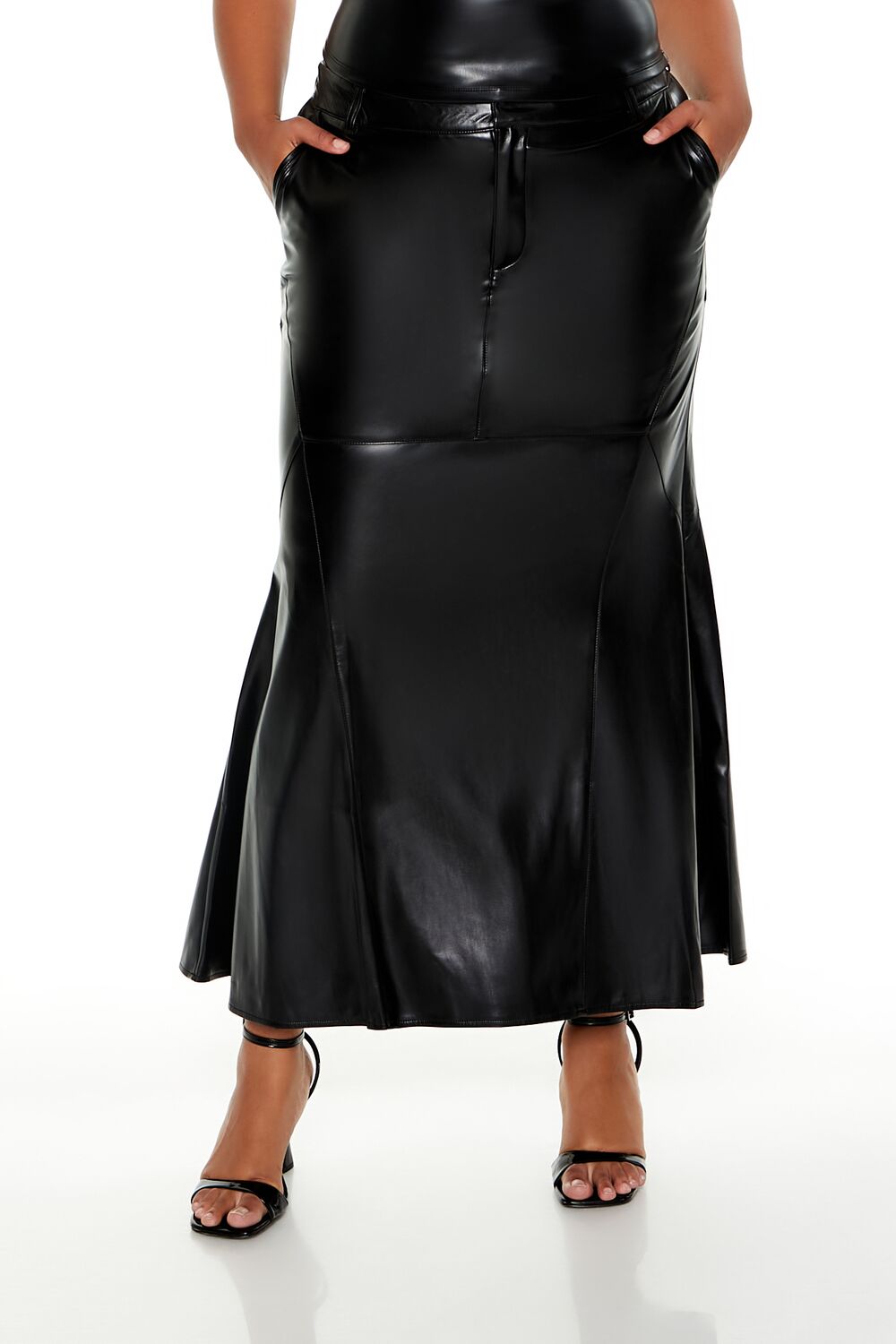 Plus Size Faux Leather Maxi Skirt - Image 2