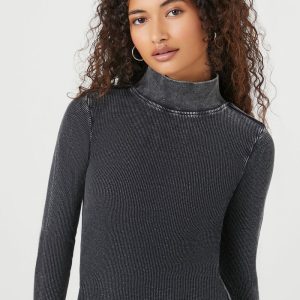 Waffle Knit Turtleneck Top
