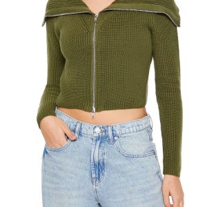 Zip-Up Cardigan Sweater