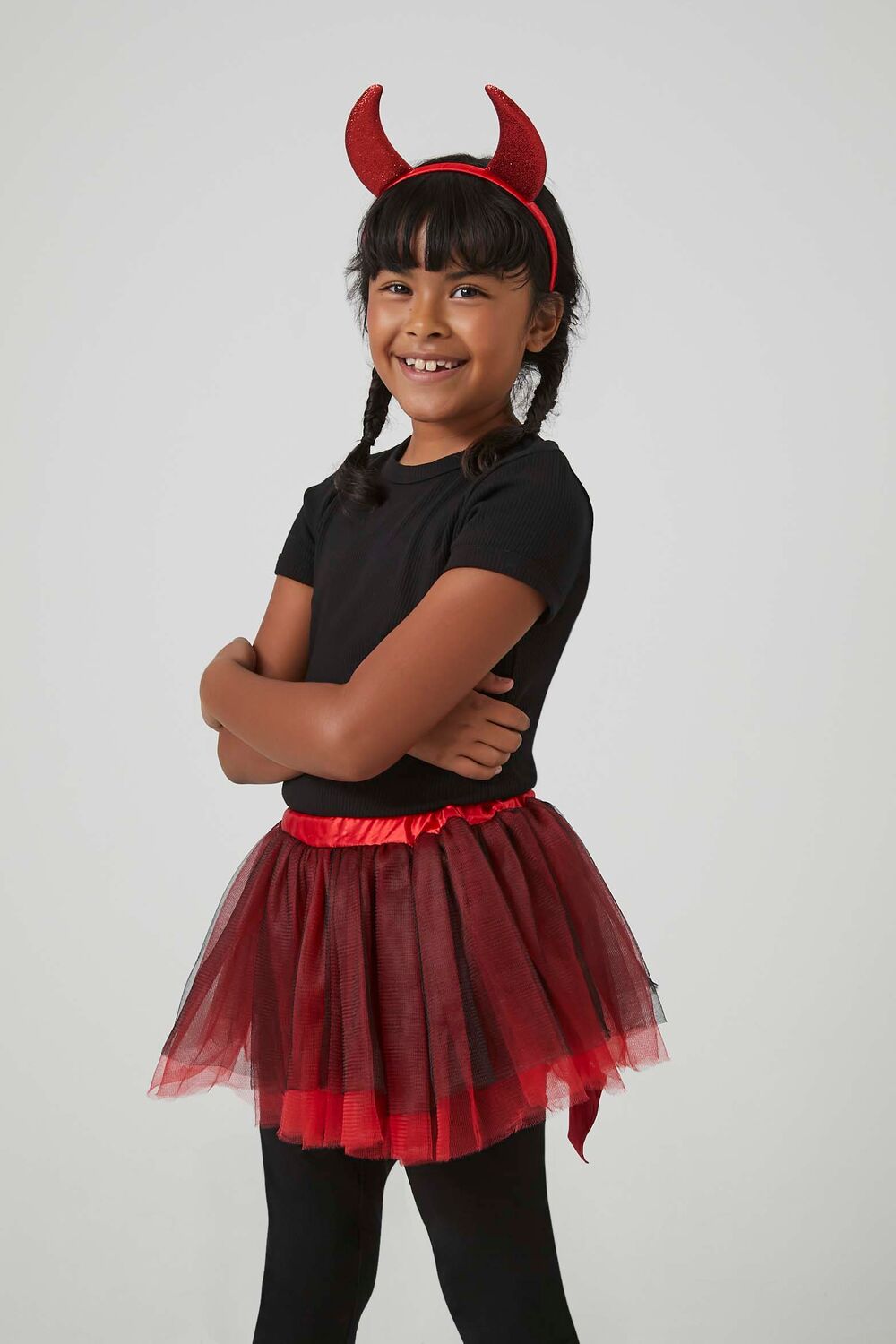 Girls Devil Skirt & Horns Costume Set (Kids)