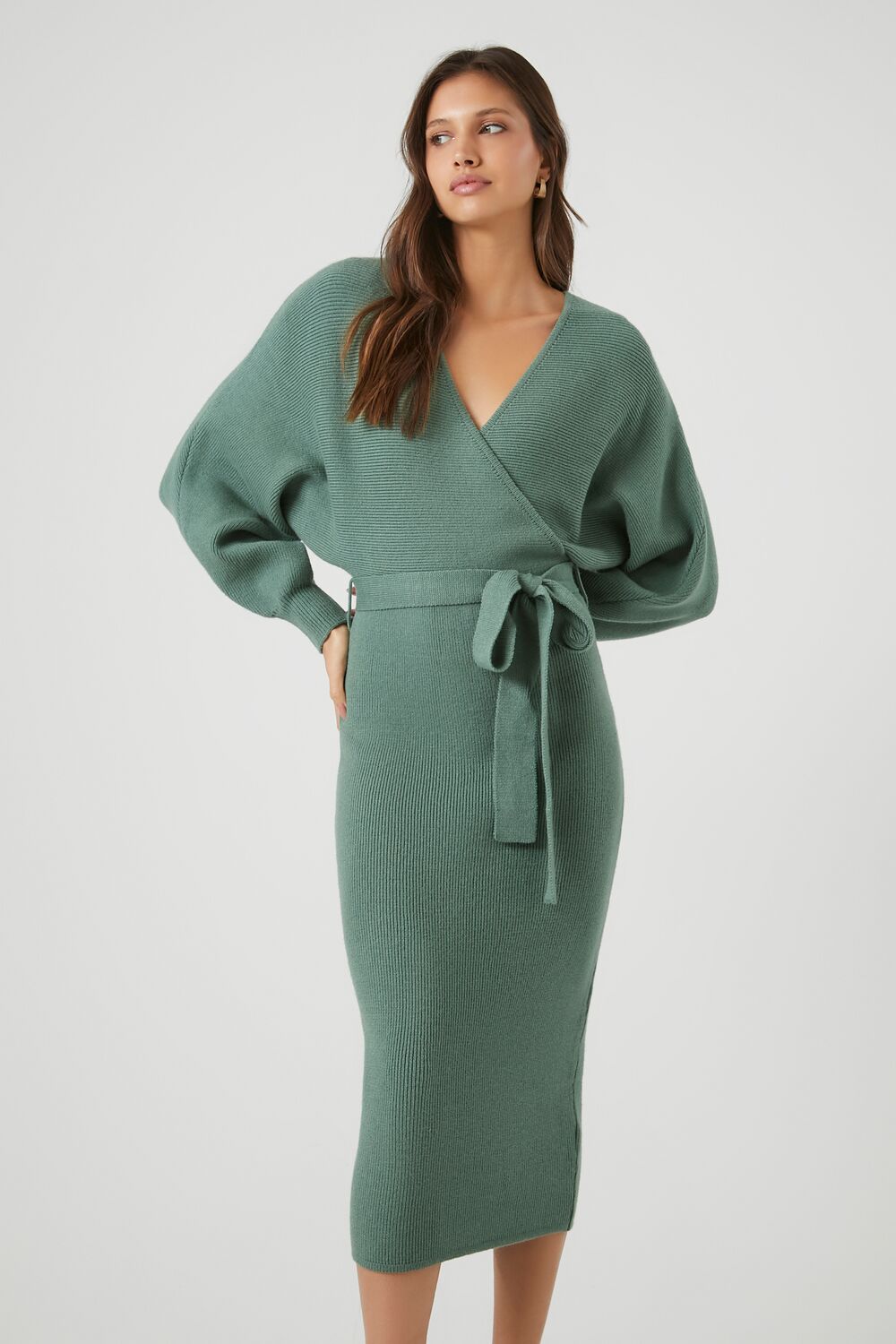 Sweater Midi Wrap Dress - Image 9