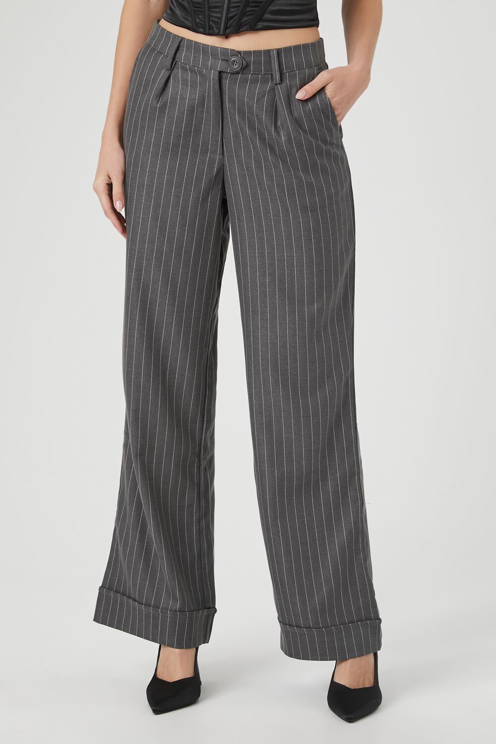 Pinstripe Wide-Leg Trousers - Image 2