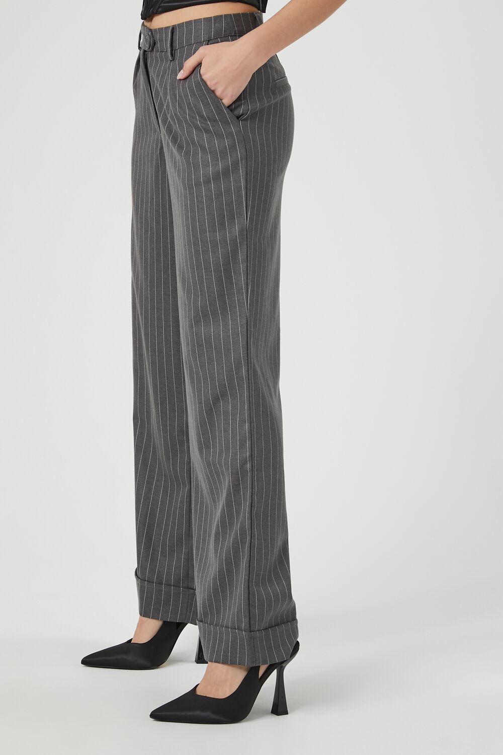 Pinstripe Wide-Leg Trousers - Image 3