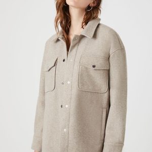 Faux Suede Drop-Sleeve Shacket