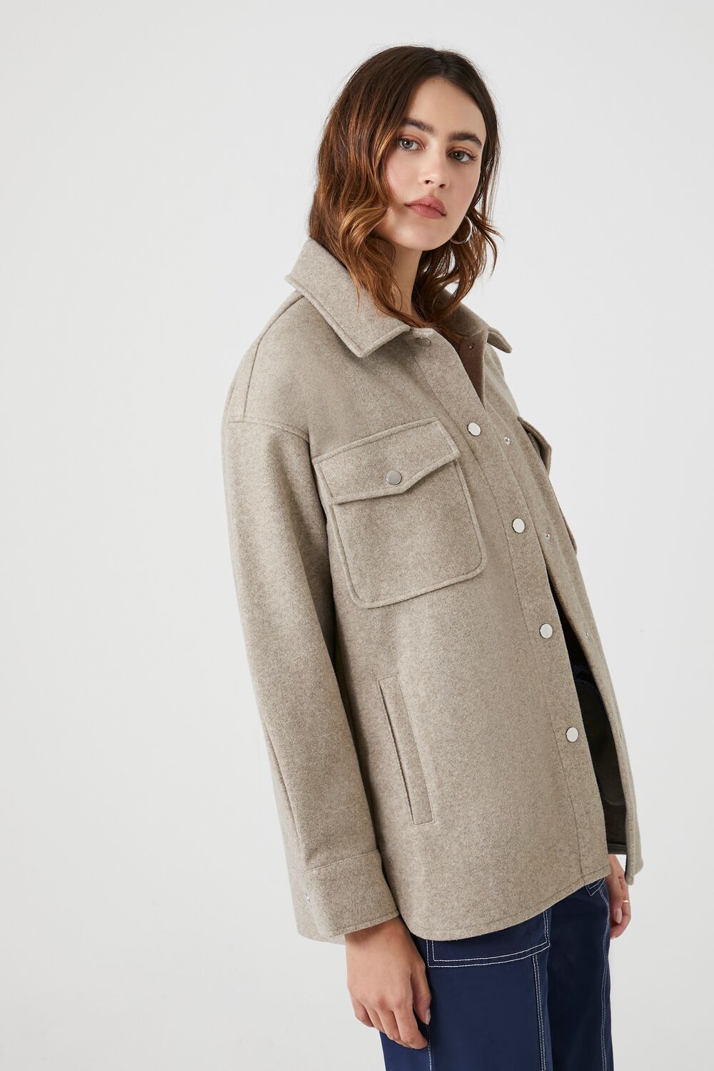 Faux Suede Drop-Sleeve Shacket - Image 2