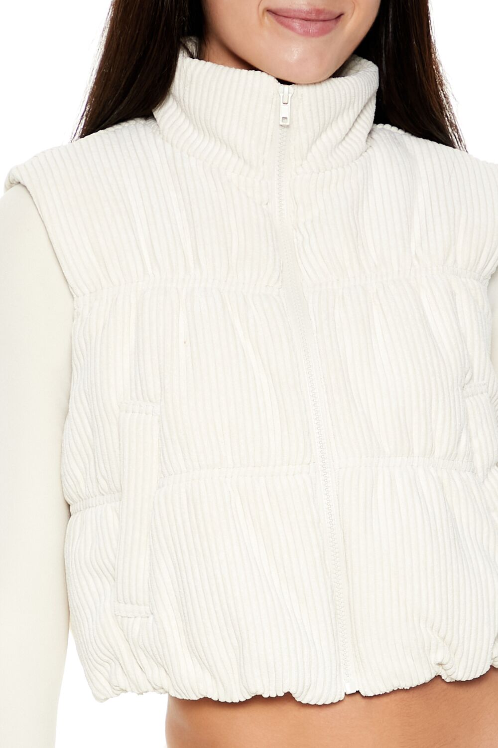 Cropped Funnel Neck Corduroy Vest - Image 8